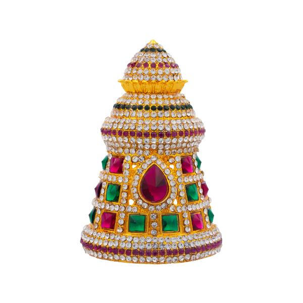 Half Crown - 3.25 Inch | Stone Mukut/ Kireetam/ Multicolour Stone Kiritam for Deity