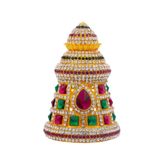 Half Crown - 3.25 Inch | Stone Mukut/ Kireetam/ Multicolour Stone Kiritam for Deity - Head & Face Accessories