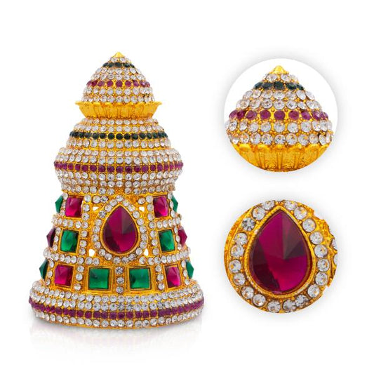 Half Crown - 3.25 Inch | Stone Mukut/ Kireetam/ Multicolour Stone Kiritam for Deity - Head & Face Accessories
