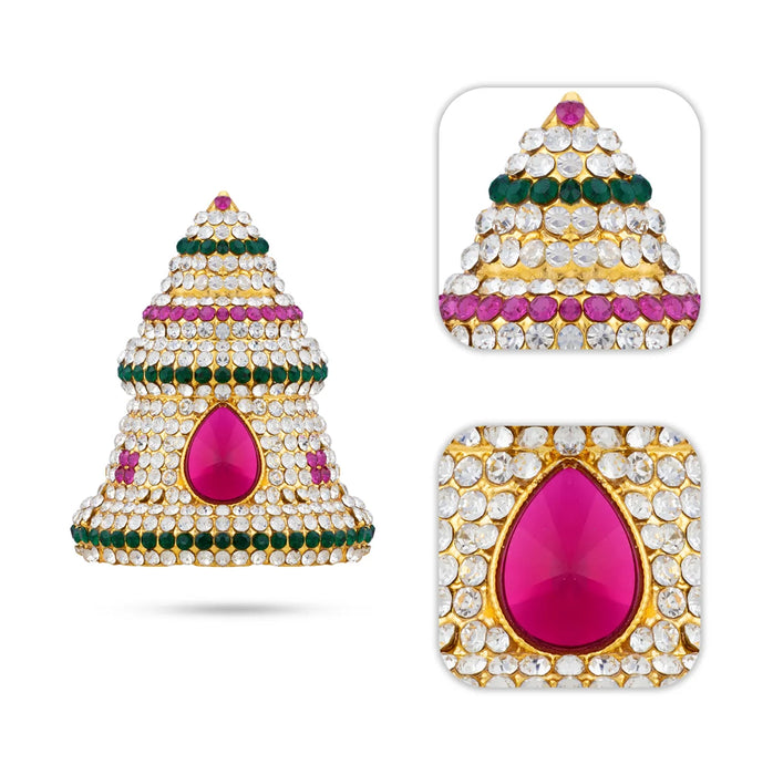 Half Stone Crown - 1.25 x 0.5 Inches | Multicolour Stone Kireedam/ Sudar Design Kiridam/ Mukut for Deity