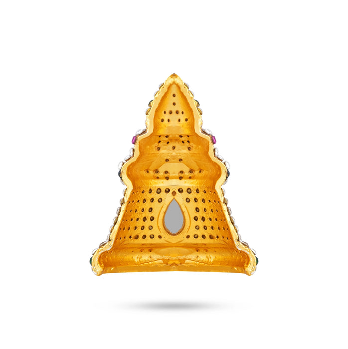 Half Stone Crown - 1.25 x 0.5 Inches | Multicolour Stone Kireedam/ Sudar Design Kiridam/ Mukut for Deity