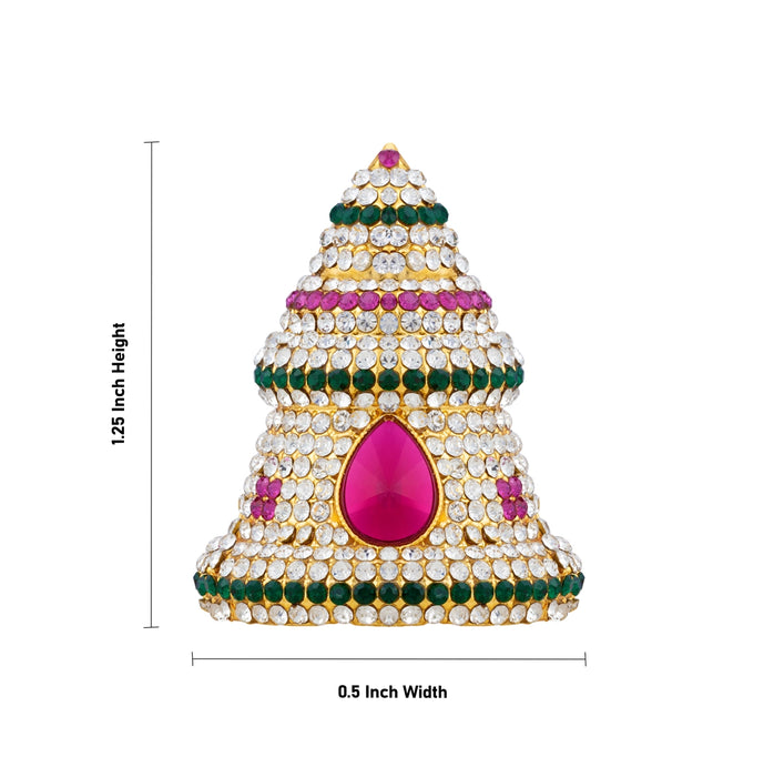 Half Stone Crown - 1.25 x 0.5 Inches | Multicolour Stone Kireedam/ Sudar Design Kiridam/ Mukut for Deity