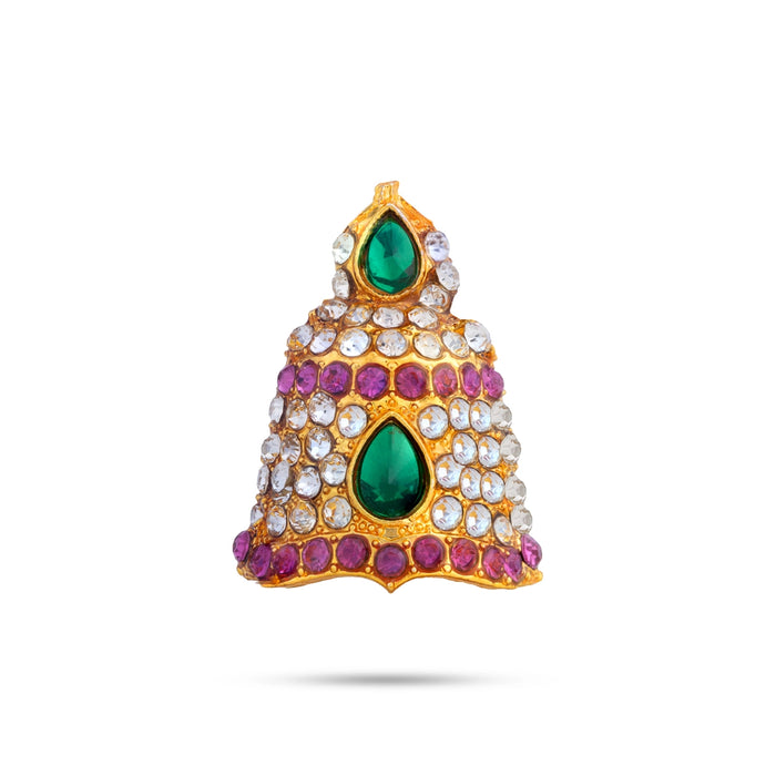 Half Mukut - 1.25 x 0.75 Inches | Stone Kiridam/ Sudar Design Crown/ Multicolour Kireedam for Deity Decor