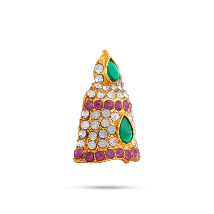 Half Mukut - 1.25 x 0.75 Inches | Stone Kiridam/ Sudar Design Crown/ Multicolour Kireedam for Deity Decor
