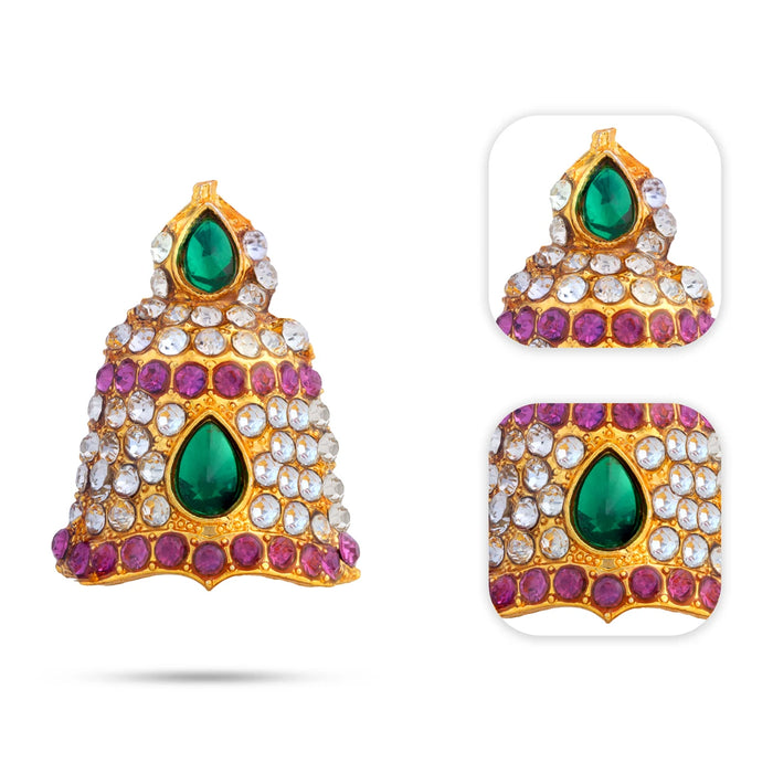 Half Mukut - 1.25 x 0.75 Inches | Stone Kiridam/ Sudar Design Crown/ Multicolour Kireedam for Deity Decor