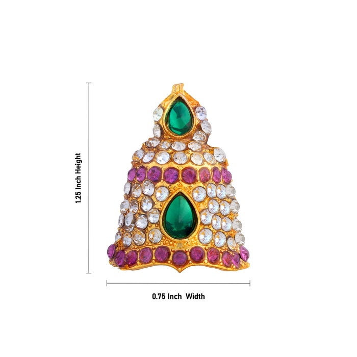 Half Mukut - 1.25 x 0.75 Inches | Stone Kiridam/ Sudar Design Crown/ Multicolour Kireedam for Deity Decor