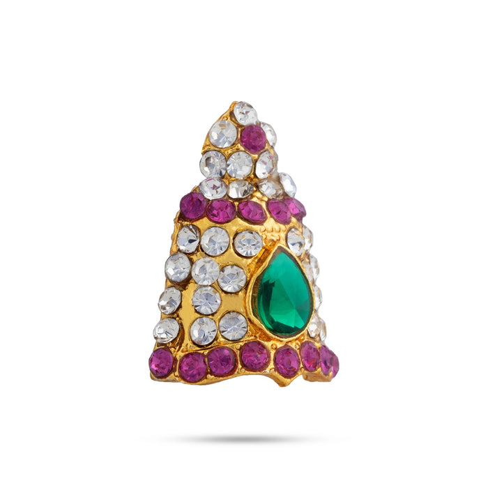 Half Stone Crown - 1 x 0.5 Inches | Multicolour Stone Kireedam/ Kiridam/ Mukut For Deity Decor