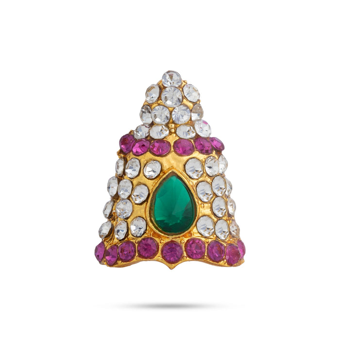 Half Kireedam - 0.75 x 0.5 Inches | Multicolour Stone Half Kireedam/ Mukut/ Half Kiridam for Deity Alangaram