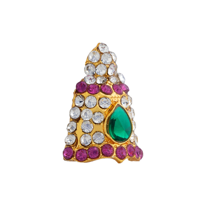 Half Kireedam - 0.75 x 0.5 Inches | Multicolour Stone Half Kireedam/ Mukut/ Half Kiridam for Deity Alangaram