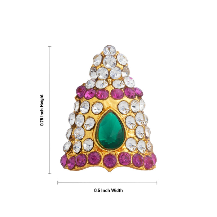 Half Kireedam - 0.75 x 0.5 Inches | Multicolour Stone Half Kireedam/ Mukut/ Half Kiridam for Deity Alangaram