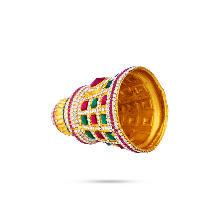 Full Stone Crown - 3.5 X 2.5 Inches | Multicolour Stone Kireedam/ Kiridam/ Mukut For Deity Decor