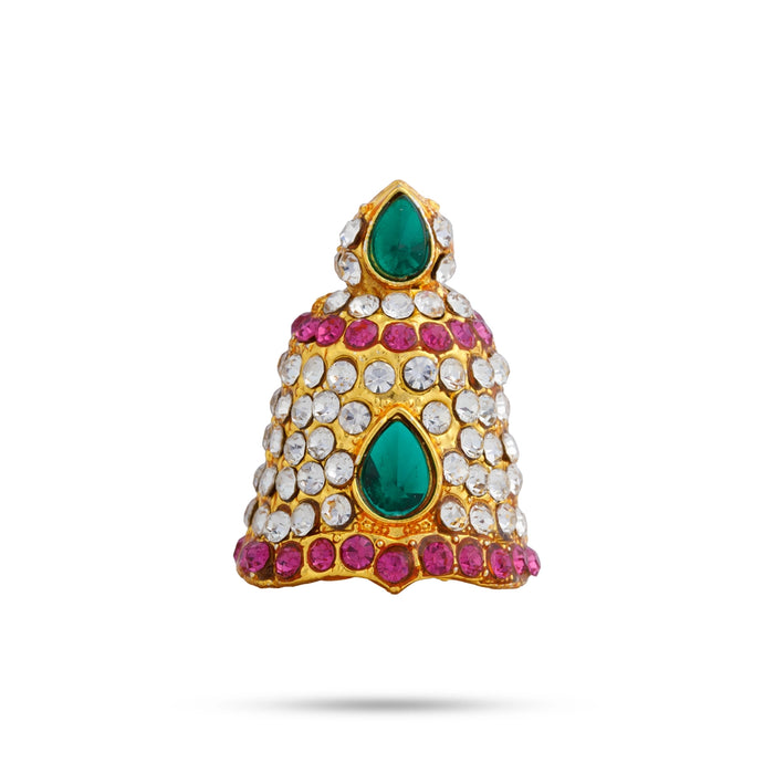 Full Kireedam - 1.25 x 0.75 Inches | Multicolour Stone Mukut/ Crown / Kiridam For Deity Decor