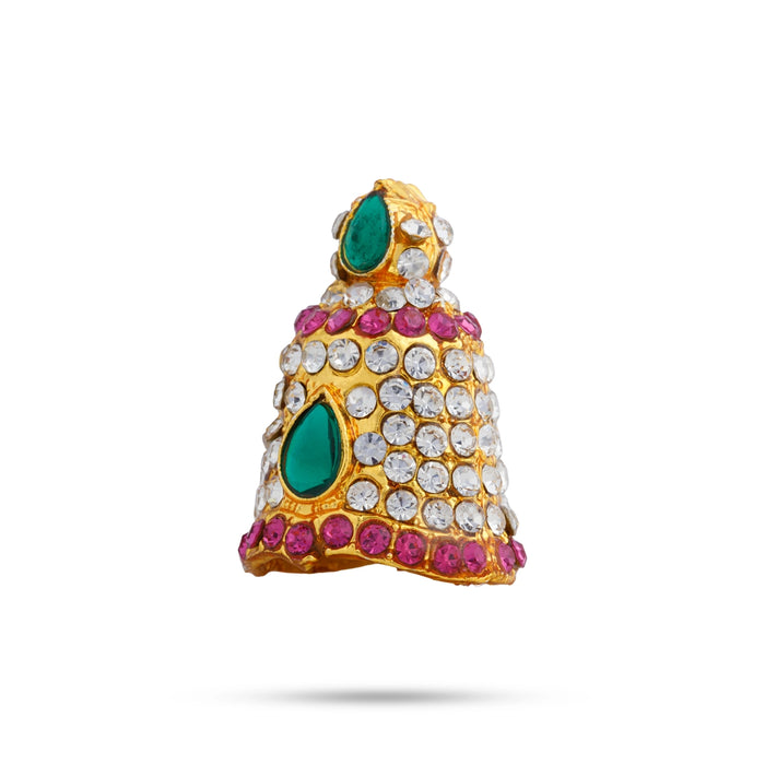 Full Kireedam - 1.25 x 0.75 Inches | Multicolour Stone Mukut/ Crown / Kiridam For Deity Decor