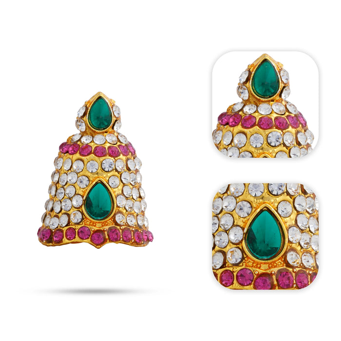 Full Kireedam - 1.25 x 0.75 Inches | Multicolour Stone Mukut/ Crown / Kiridam For Deity Decor
