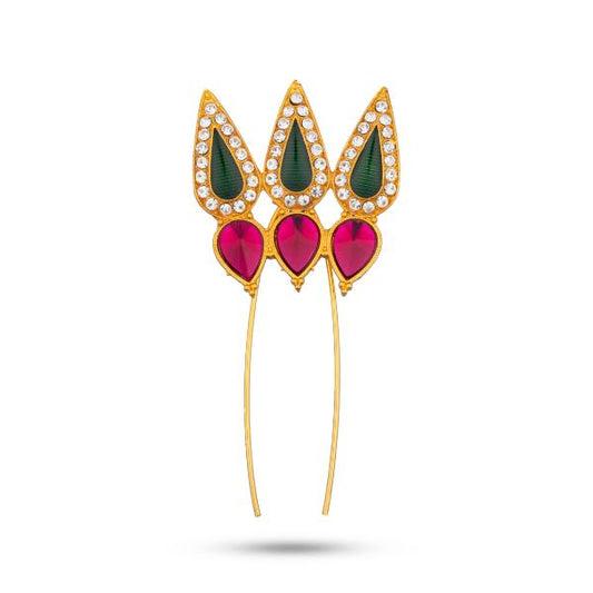 Stone Jada Pin - 3.5 Inches | Deity Jewellery/ Varalakshmi Decor/ Flower Arch for Deity/ Assorted Design - Head & Face Accessories