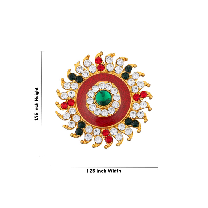 Stone Sun And Moon Pair - 1.75 x 1.25 Inches | Hair Accessories/ Multicolour Stone Jewellery/ Sun Moon for Deity - Head & Face Accessories