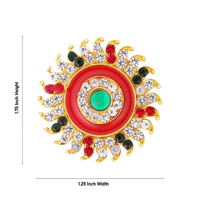 Stone Sun And Moon Pair - 1.75 x 1.25 Inches | Hair Accessories/ Multicolour Stone Jewellery/ Sun Moon for Deity - Head & Face Accessories