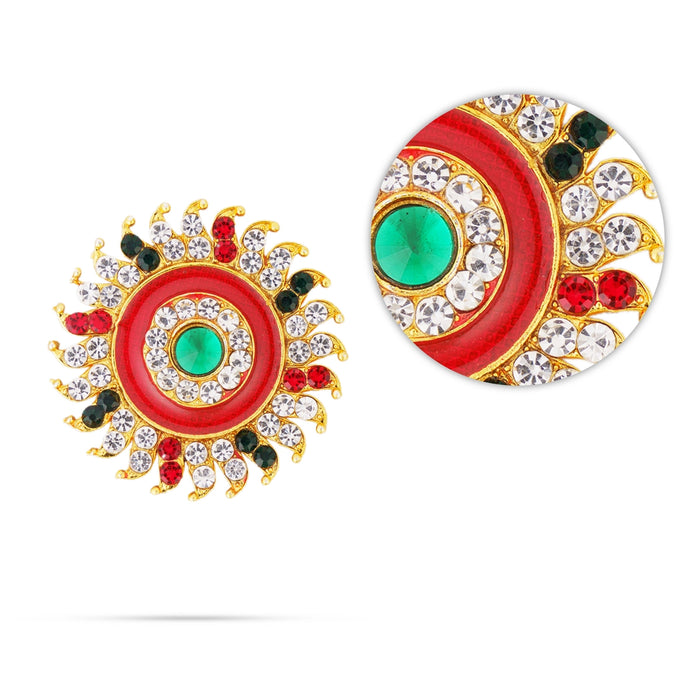 Stone Sun And Moon Pair - 1.25 x 1 Inches | Hair Accessories/ Multicolour Stone Jewellery/ Sun Moon for Deity - Head & Face Accessories