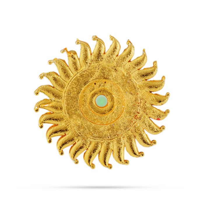 Stone Sun And Moon Pair - 1.25 x 1 Inches | Hair Accessories/ Multicolour Stone Jewellery/ Sun Moon for Deity - Head & Face Accessories