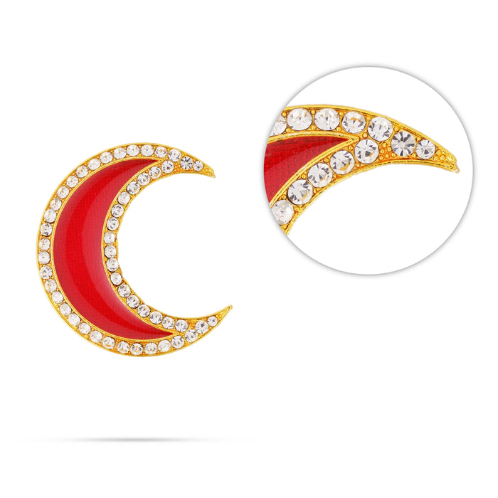 Stone Sun And Moon Pair - 1.25 x 1 Inches | Hair Accessories/ Multicolour Stone Jewellery/ Sun Moon for Deity - Head & Face Accessories