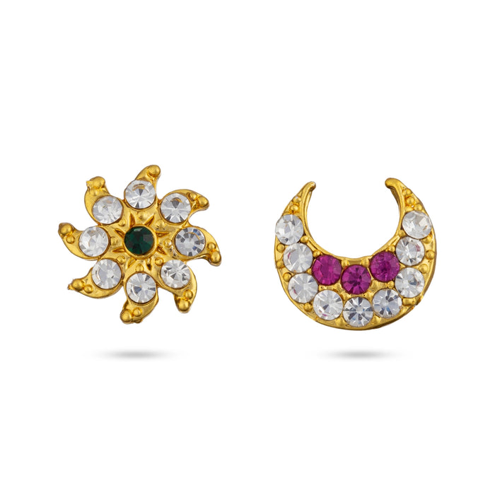 Stone Sun And Moon - 1 x 1 Inches | Stone Sun Moon/ Stone Jewellery/ Stone Hair Accessories for Deity Decor