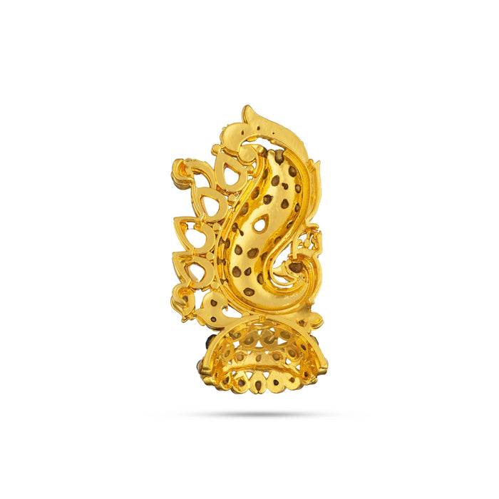 Stone Earring Pair - 2 Inches | Stud Earring/Gold Polish Studs/ Multicolour Stone Karnapathiram for Deity