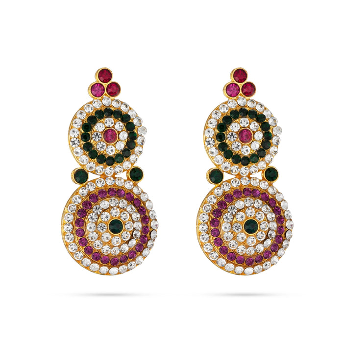 Karnapathakkam Set - 2 Inches | Stone Earings/ Multicolour Stone Earring Set for Deity - Head & Face Accessories