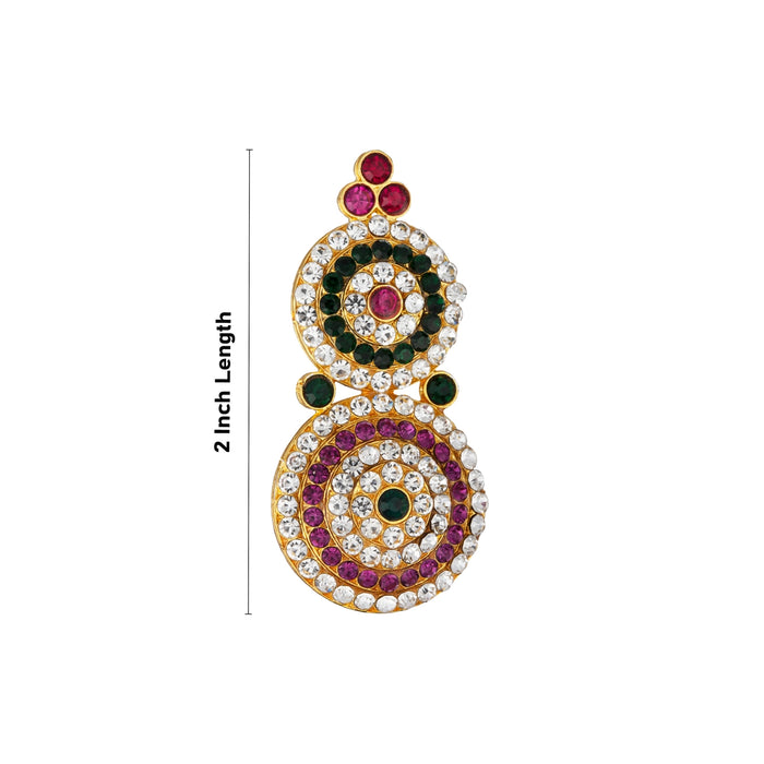 Karnapathakkam Set - 2 Inches | Stone Earings/ Multicolour Stone Earring Set for Deity - Head & Face Accessories