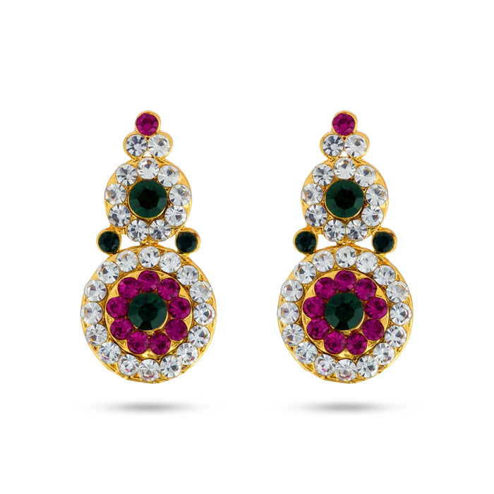 Karnapathakkam - 1 x 0.25 Inches | Stone Earring/ Multicolour Stone Karnapathiram for Deity