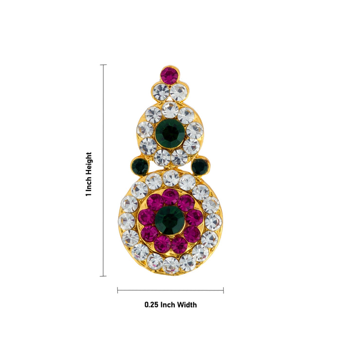 Karnapathakkam - 1 x 0.25 Inches | Stone Earring/ Multicolour Stone Karnapathiram for Deity