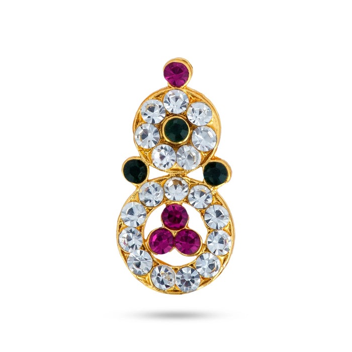 Stone Earring Pair - 1 x 0.5 Inches | Stud Earring/ Multicolour Stone Karnapathiram for Deity