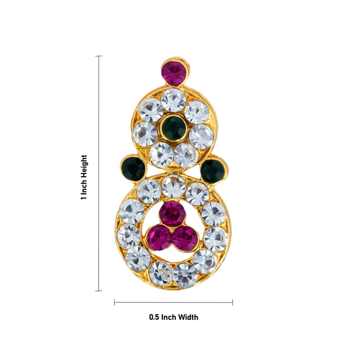 Stone Earring Pair - 1 x 0.5 Inches | Stud Earring/ Multicolour Stone Karnapathiram for Deity