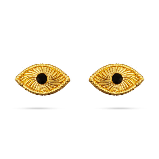 Gold Polish Eye Pair - 0.5 Inch | Varalakshmi Decor/ Amman Kanmalar/ Single Stone Eye For Deity - Head & Face Accessories