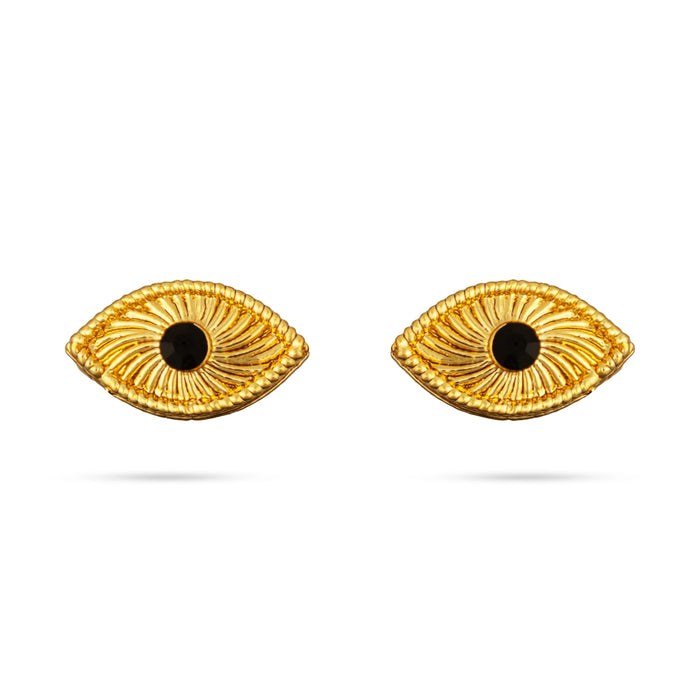 Gold Polish Eye Pair - 0.5 Inch | Varalakshmi Decor/ Amman Kanmalar/ Single Stone Eye For Deity - Head & Face Accessories