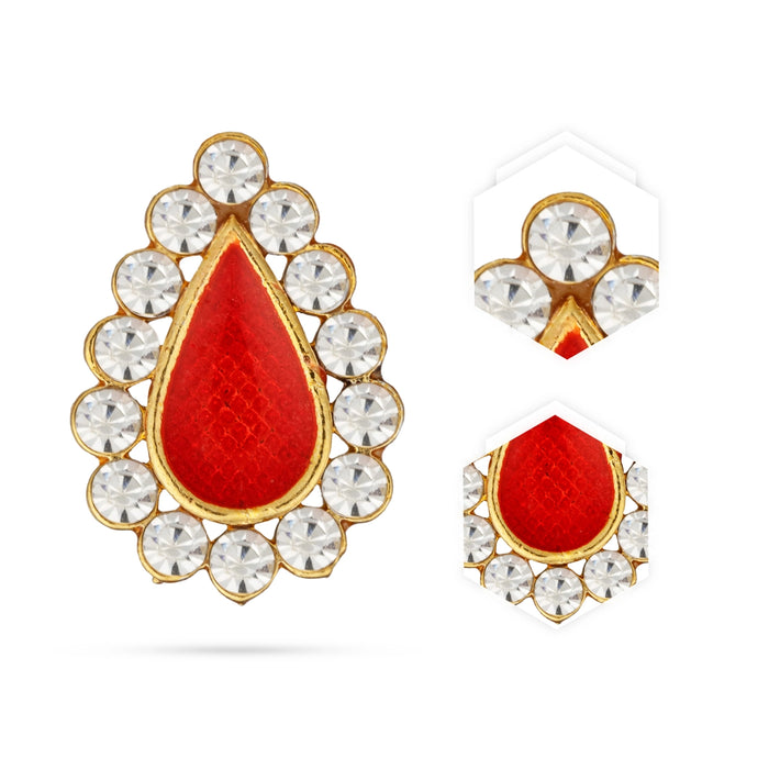 Stone Bindi - 0.75 X 0.5 Inches | Stone Pottu / Tilak Stone / Bindi With Stone For Deity Decor - Head & Face Accessories