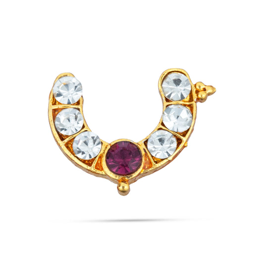 Stone Nose Pin - 0.5 x 0.5 Inches | Nathu Bullaku/ Bullaku Nose Pin/ Stone Jewellery for Deity - Head & Face Accessories
