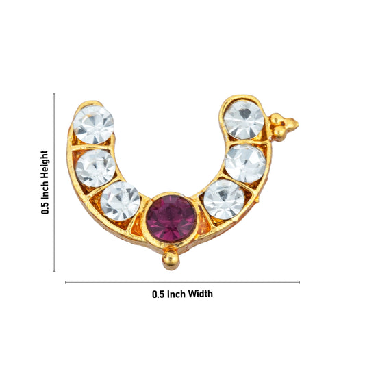 Stone Nose Pin - 0.5 x 0.5 Inches | Nathu Bullaku/ Bullaku Nose Pin/ Stone Jewellery for Deity - Head & Face Accessories