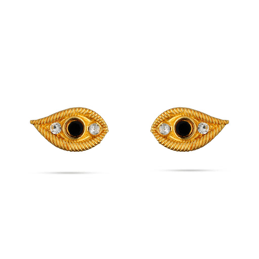 Stone Eye Pair - 0.75 Inch | Swamy Alangaram/ Gold Polish Amman Kanmalar For Deity Decoration - Head & Face Accessories