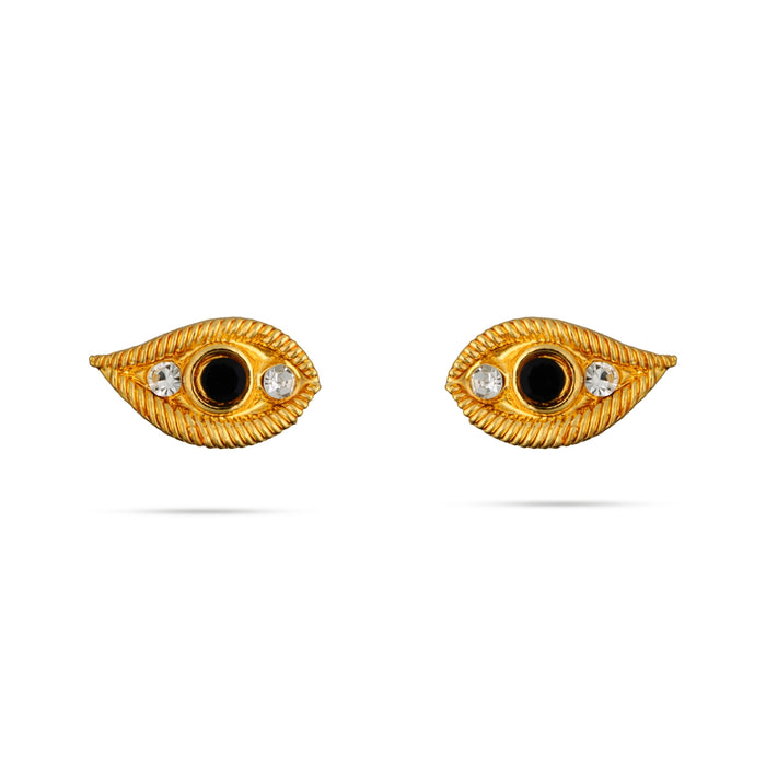 Stone Eye Pair - 0.75 Inch | Swamy Alangaram/ Gold Polish Amman Kanmalar For Deity Decoration - Head & Face Accessories