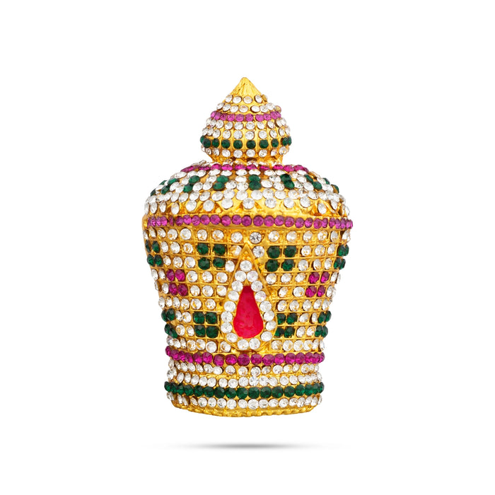 Half Crown - 3.5 x 2 Inches | Multicolour Stone Kireedam/ Mukut/ Kiridam for Deity