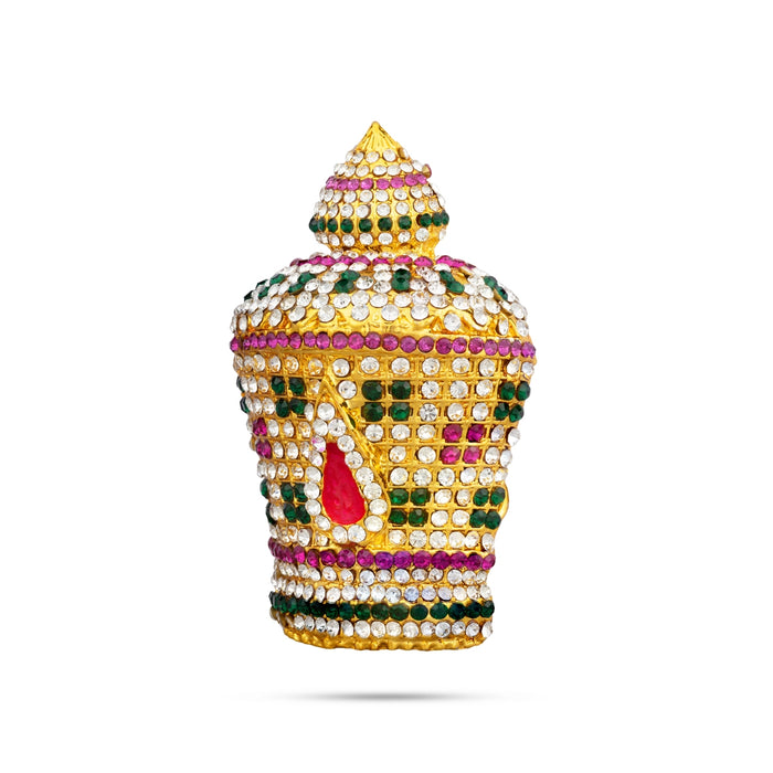 Half Crown - 3.5 x 2 Inches | Multicolour Stone Kireedam/ Mukut/ Kiridam for Deity