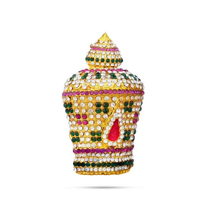 Half Crown - 3.5 x 2 Inches | Multicolour Stone Kireedam/ Mukut/ Kiridam for Deity