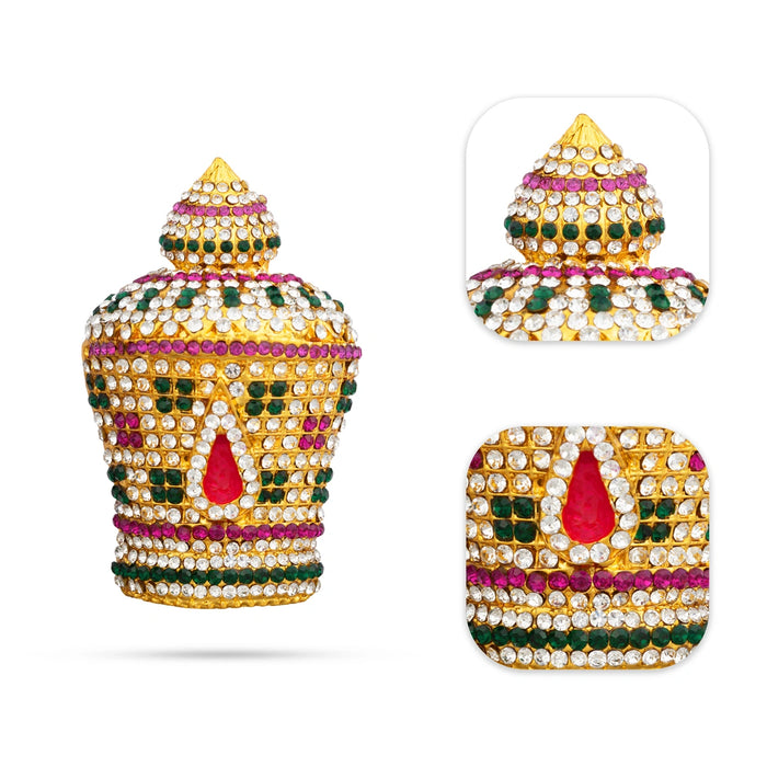 Half Crown - 3.5 x 2 Inches | Multicolour Stone Kireedam/ Mukut/ Kiridam for Deity