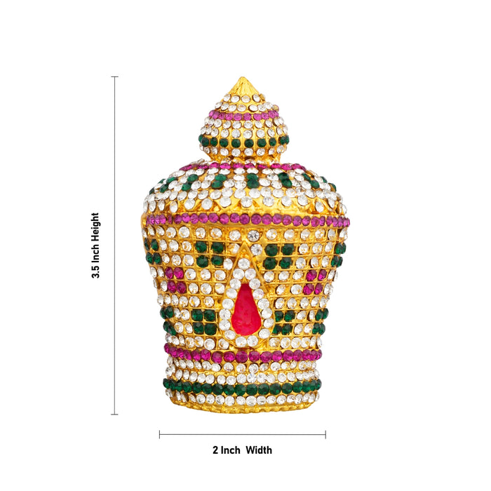 Half Crown - 3.5 x 2 Inches | Multicolour Stone Kireedam/ Mukut/ Kiridam for Deity