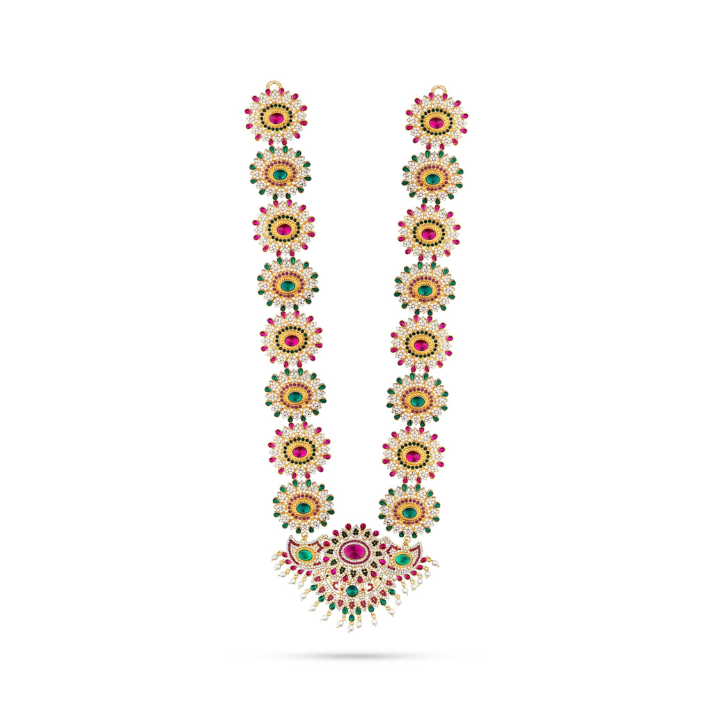 Stone Haram - 18 Inches | Multi Coloured Stone Jewellery/ Long Stone Necklace for Deity