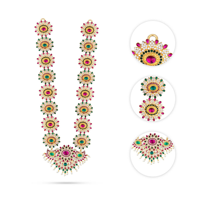 Stone Haram - 18 Inches | Multi Coloured Stone Jewellery/ Long Stone Necklace for Deity