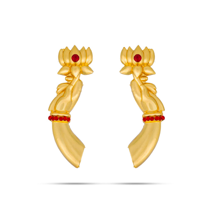 Gold Finish Lotus Hand - 2.75 x 0.75 Inches | Deity Hastham/ Varalakshmi Hands for Festivals & Pooja