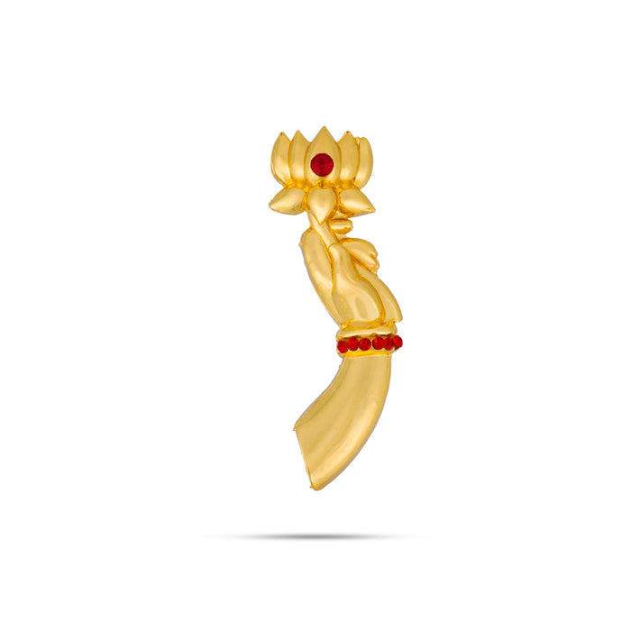 Gold Finish Lotus Hand - 2.75 x 0.75 Inches | Deity Hastham/ Varalakshmi Hands for Festivals & Pooja
