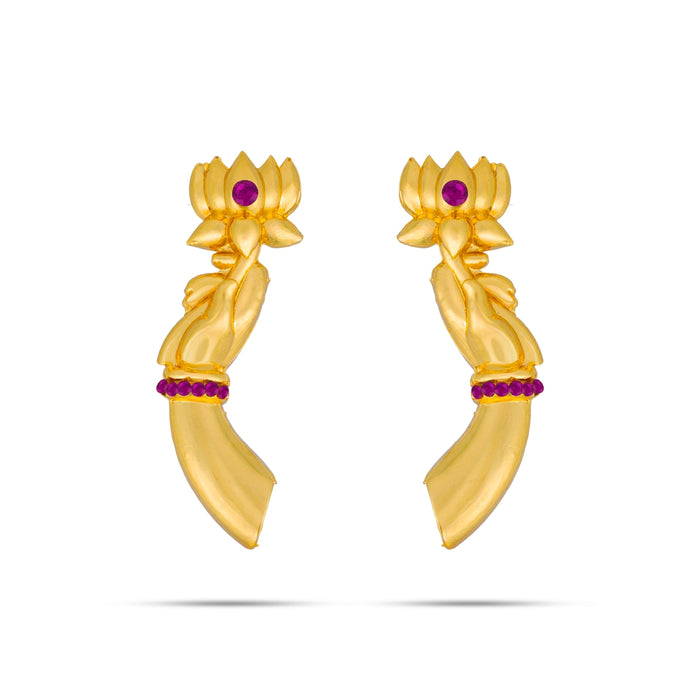 Gold Finish Lotus Hand - 2.75 x 0.75 Inches | Deity Hastham/ Varalakshmi Hands for Festivals & Pooja
