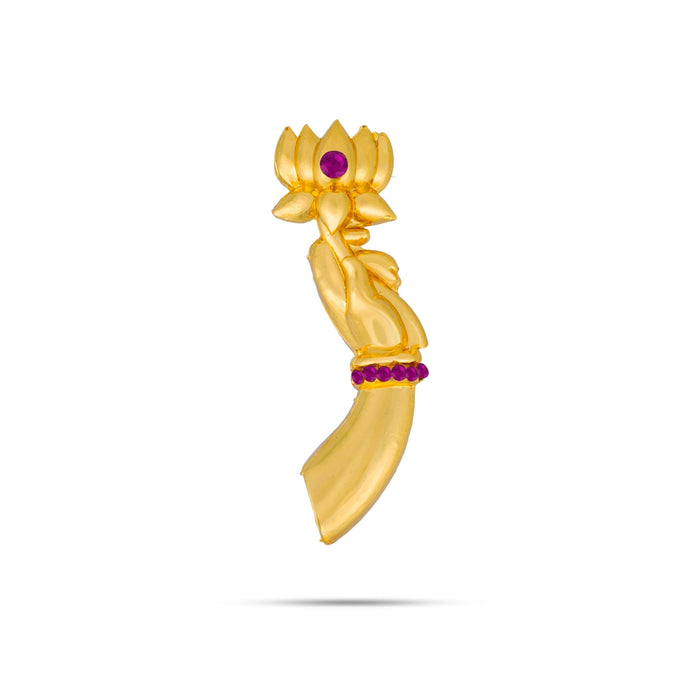 Gold Finish Lotus Hand - 2.75 x 0.75 Inches | Deity Hastham/ Varalakshmi Hands for Festivals & Pooja